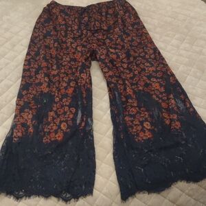 Free People Floral Lace Women's Pants navy lace